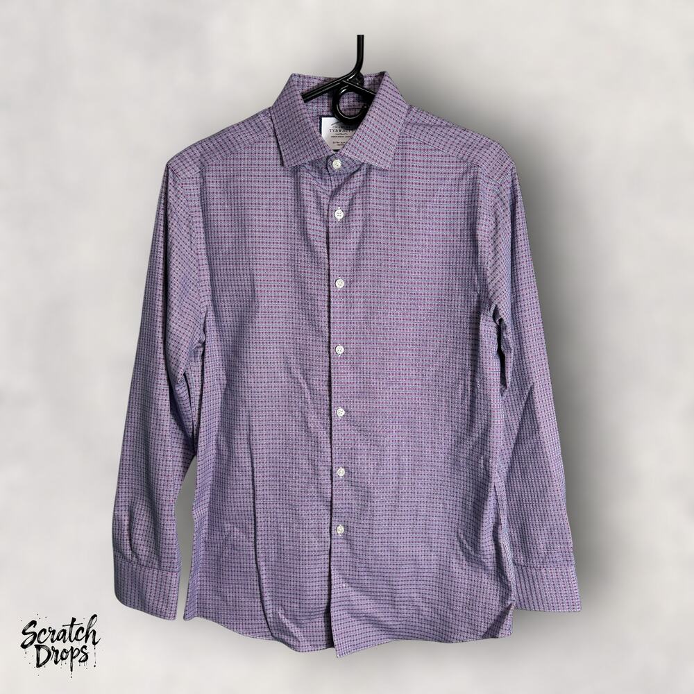 Charles Tyrwhitt Mens Dress Shirt Size M Fits Large Purple Checkered NWOT M02